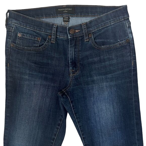 Banana Republic Women's Mid Rise Skinny Jeans Dark Wash Size 4 - Picture 2 of 8